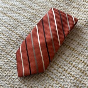CK Calvin Klein 100% Silk Striped Orange tie